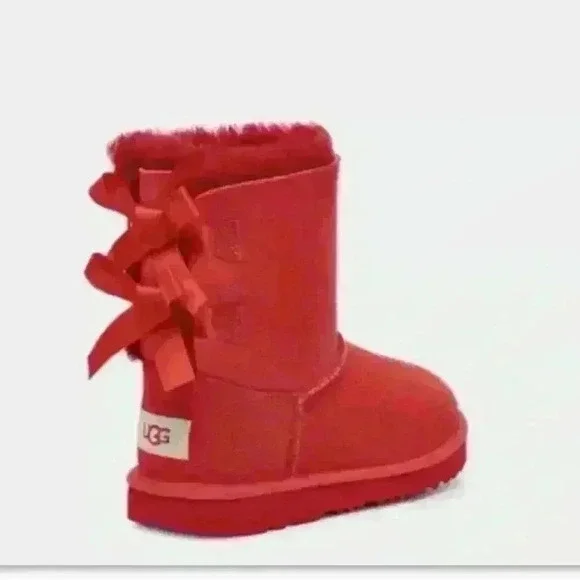 New UGG Toddler size 6 Samba Red Bailey Bow II boots - Picture 1 of 9